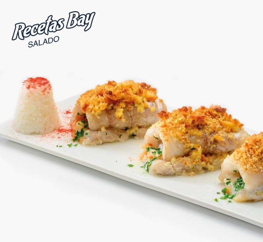 Rollitos de pescado con costra dulce